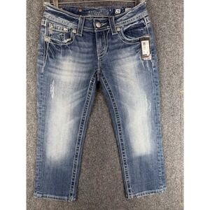 Miss Me Jeans Size 25 Cuffed Capri Bling Rhinestone New‎ with Tags